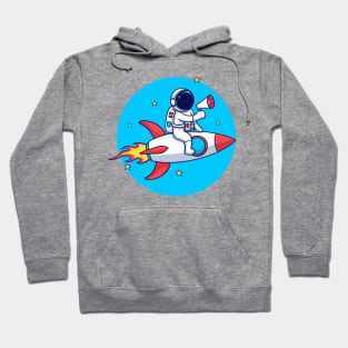 Cute Astronaut Riding Rocket With Speaker Hoodie